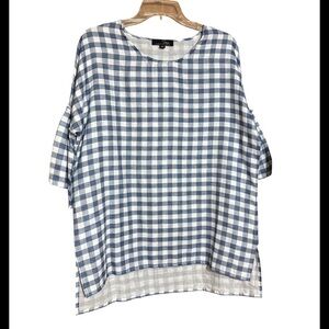 Suzanne Betro Gingham check panel sleeve
pullover size large